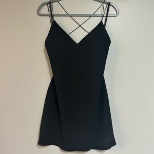 Black strappy backless mini dress